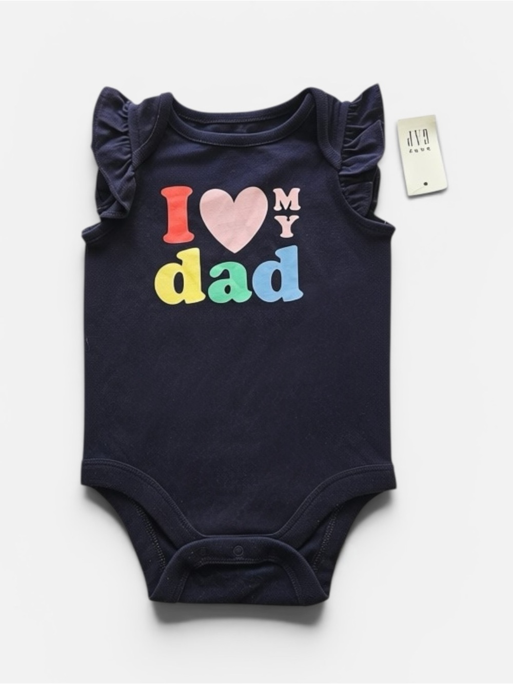 Baby GAP Ruffled Sleeveless Bodysuit with Rainbow 'I ♥ My Dad Print